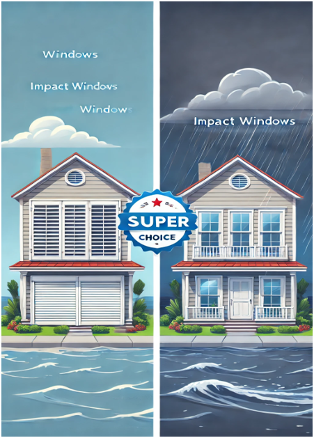 Illustration Traditional Shutters vs Impact Windows